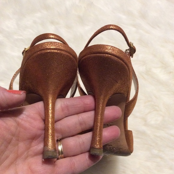 JIMMY CHOO Orange Metallic Leather SHOES size 37.5 - Picture 4 of 8